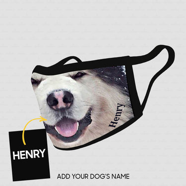 Personalized Dog Gift Idea - Alaskan Malamute Face With Small Eyes For Dog Lovers - Cloth Mask